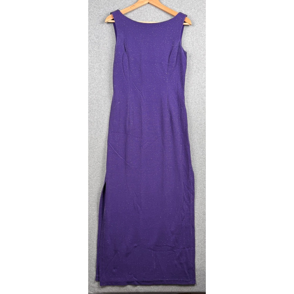 VTG Scott McClintock Dress Womens 10P Purple Shimmer Gown Evening Formal Y2K 90s
